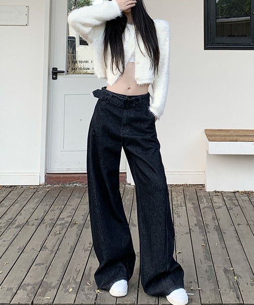 meJane(ミージェーン)の「デニムワイドバギーパンツ(デニムパンツ・レディース・インディゴブルー・L/M/S)」の5枚目の写真