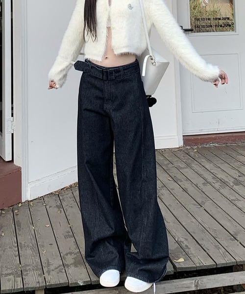 meJane(ミージェーン)の「デニムワイドバギーパンツ(デニムパンツ・レディース・インディゴブルー・L/M/S)」の7枚目の写真