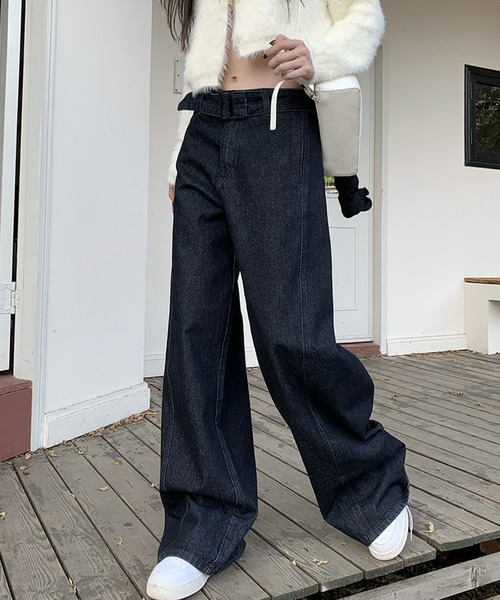 meJane(ミージェーン)の「デニムワイドバギーパンツ(デニムパンツ・レディース・インディゴブルー・L/M/S)」の6枚目の写真