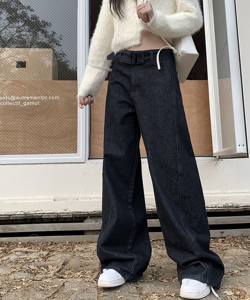 meJane(ミージェーン)の「デニムワイドバギーパンツ(デニムパンツ・レディース・インディゴブルー・L/M/S)」の12枚目の写真