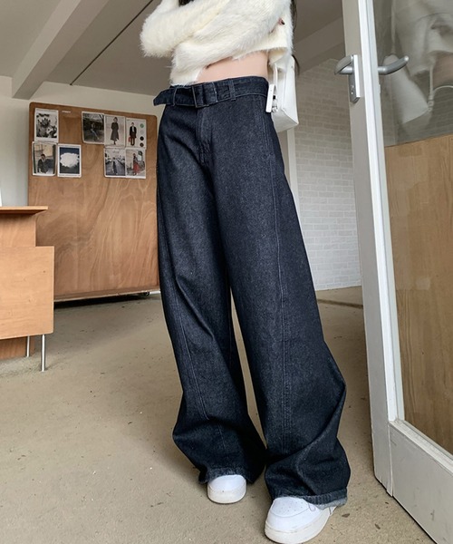 meJane(ミージェーン)の「デニムワイドバギーパンツ(デニムパンツ・レディース・インディゴブルー・L/M/S)」の13枚目の写真