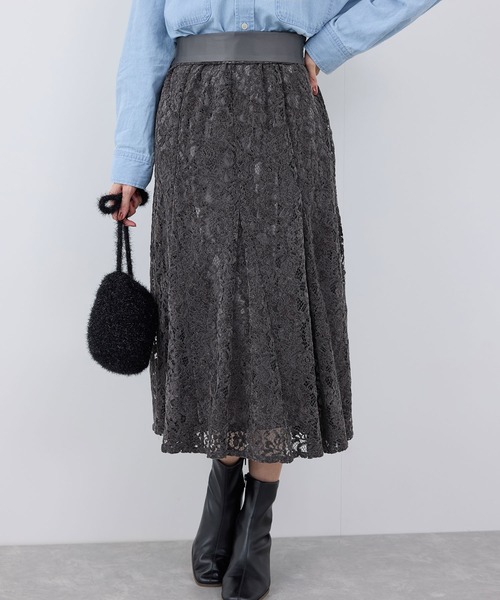ROPE' PICNIC（ロペピクニック）の「着丈が調節できる起毛レーススカート（スカート・レディース・チャコールグレー/オフホワイト/ピンク・38/36）」の10枚目の写真