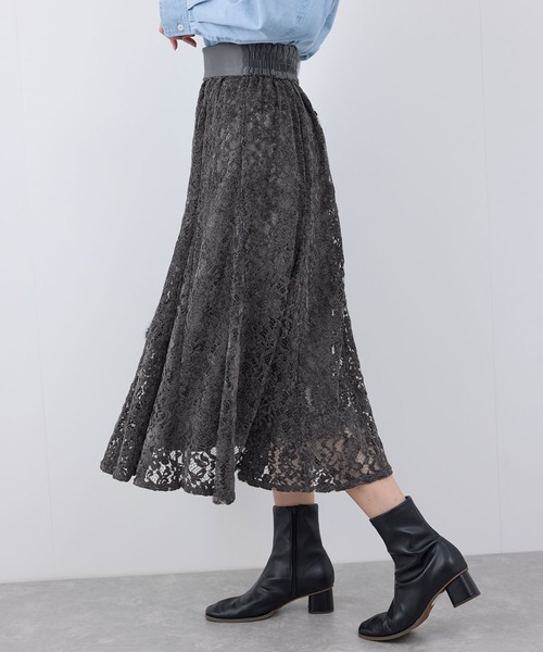 ROPE' PICNIC（ロペピクニック）の「着丈が調節できる起毛レーススカート（スカート・レディース・チャコールグレー/オフホワイト/ピンク・38/36）」の11枚目の写真