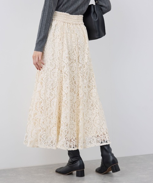 ROPE' PICNIC（ロペピクニック）の「着丈が調節できる起毛レーススカート（スカート・レディース・チャコールグレー/オフホワイト/ピンク・38/36）」の18枚目の写真
