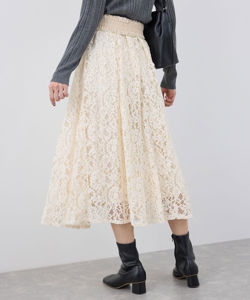 ROPE' PICNIC（ロペピクニック）の「着丈が調節できる起毛レーススカート（スカート・レディース・チャコールグレー/オフホワイト/ピンク・38/36）」の20枚目の写真