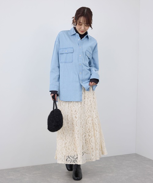 ROPE' PICNIC（ロペピクニック）の「着丈が調節できる起毛レーススカート（スカート・レディース・チャコールグレー/オフホワイト/ピンク・38/36）」の21枚目の写真