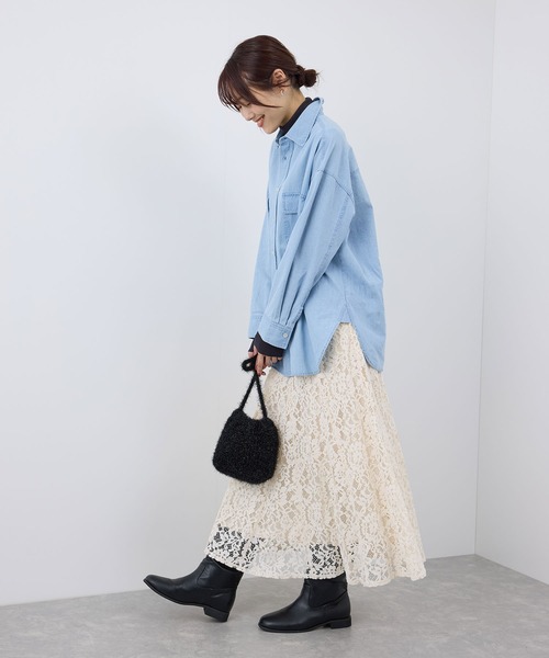 ROPE' PICNIC（ロペピクニック）の「着丈が調節できる起毛レーススカート（スカート・レディース・チャコールグレー/オフホワイト/ピンク・38/36）」の22枚目の写真