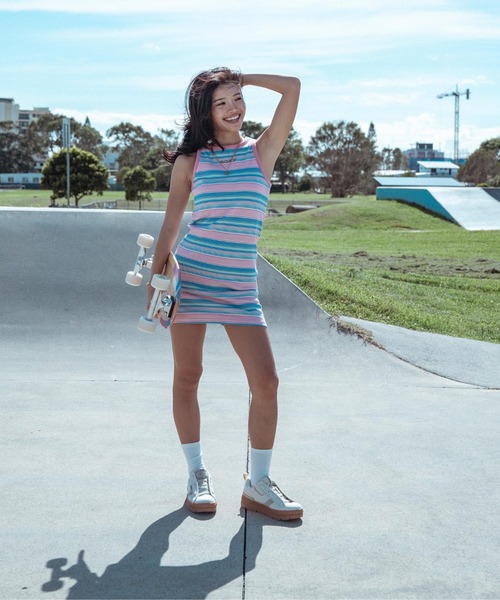 ROXY（ロキシー）の「PLAYFULL DRESS/ロキシータイトボーダーワンピース（ワンピース・レディース・グレー/ブルー/ブラック/ピンク・LARGE/MEDIUM/SMALL）」の22枚目の写真