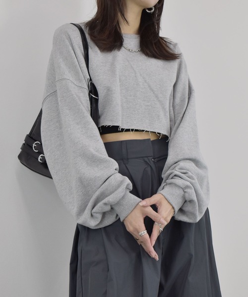 最新最全のをすべて セール】【ZOZO限定】クロップドダメージデザインスウェット トップス
