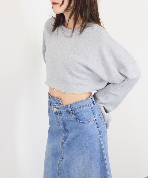 セール】【ZOZO限定】クロップドダメージデザインスウェット / 長袖