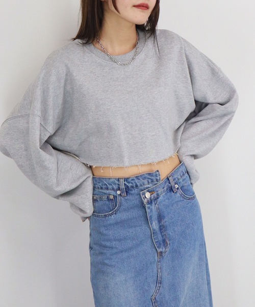 ZOZO限定】クロップドダメージデザインスウェット / 長袖 ミニ丈