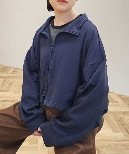 CRAFT STANDARD BOUTIQUE（クラフトスタンダードブティック）の「【WEB限定】裏毛ダブルジップショートスウェット（スウェット・レディース・ブラック/ホワイト系その他/ネイビー/杢グレー/グリーン系その他3/カーキ・FREE）」の9枚目の写真