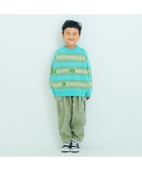 p.premier(ピードットプルミエ)の「【ジュニア対応】お花の刺繍のゆったりカーゴパンツ(カーゴパンツ・キッズ・ベージュ/カーキ・80/90/100/110/120/130/140)」の18枚目の写真