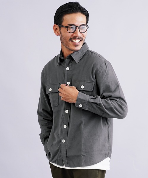 jiggys shop（ジギーズショップ）の「長袖CPOフランネルシャツ（シャツ/ブラウス・メンズ・グレー/ブラック/カーキ/グレー系その他/ネイビー/ホワイト・SMALL/MEDIUM/LARGE/X-LARGE）」の3枚目の写真