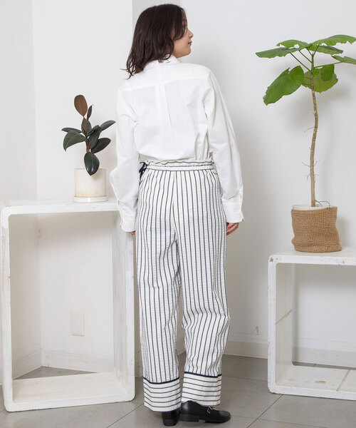 POU DOU DOU(プードゥドゥ)の「ストライプイージーパンツ(その他パンツ・レディース・アイボリー/ブラウン・M)」の10枚目の写真