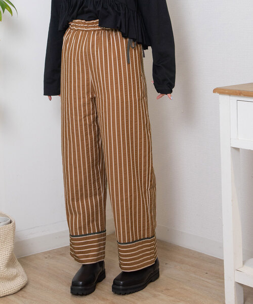 POU DOU DOU(プードゥドゥ)の「ストライプイージーパンツ(その他パンツ・レディース・アイボリー/ブラウン・M)」の20枚目の写真