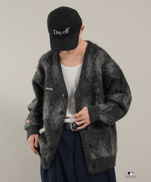 Perushu × MLB コラボアーガイルシャギーニットカーディガン Perushu(ペルーシュ)の「Perushu × MLB コラボアーガイル