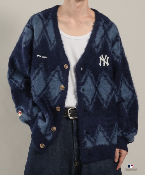 セール】Perushu × MLB コラボアーガイルシャギーニット