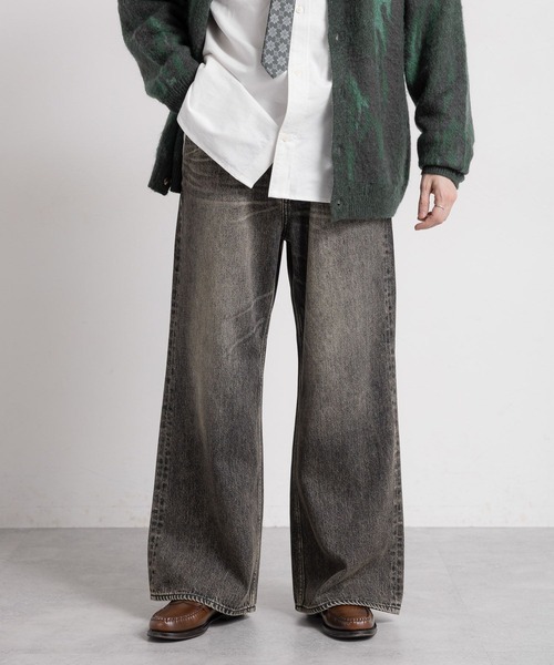 RAGEBLUE（レイジブルー）の「ヴィンテージライク/バギーワイドデニムフレアパンツ（デニムパンツ・メンズ・グレー/ブルー/ブラウン・SMALL/MEDIUM/LARGE）」の5枚目の写真