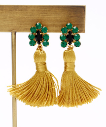 【Sheta】タッセルビジューピアス