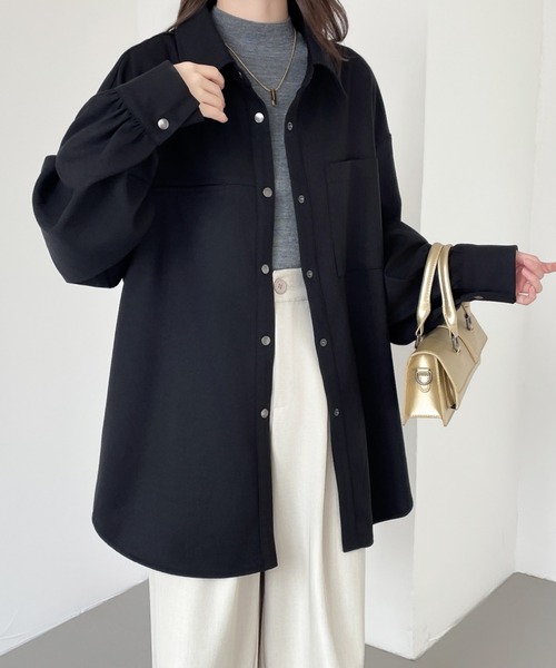 ABITOKYO（アビトーキョー）の「オーバーサイズスナップボタンルーズシャツ（シャツ/ブラウス・レディース・ブラック/ベージュ/パープル・M/L/XL）」の14枚目の写真