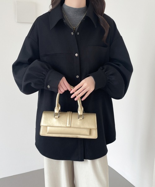ABITOKYO（アビトーキョー）の「オーバーサイズスナップボタンルーズシャツ（シャツ/ブラウス・レディース・ブラック/ベージュ/パープル・M/L/XL）」の13枚目の写真