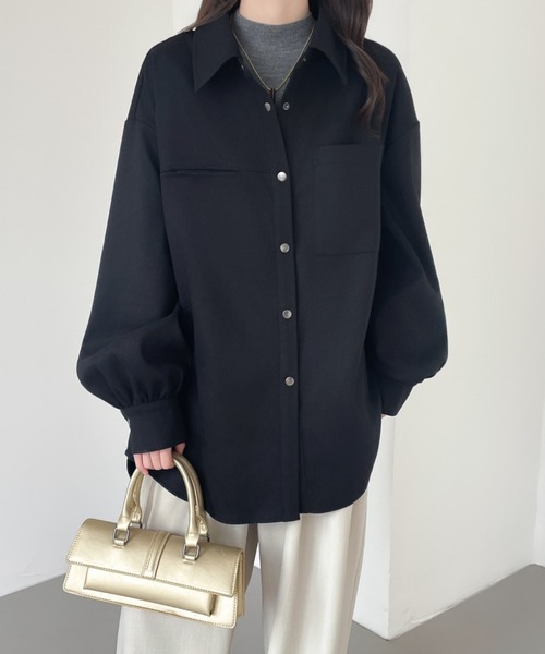 ABITOKYO（アビトーキョー）の「オーバーサイズスナップボタンルーズシャツ（シャツ/ブラウス・レディース・ブラック/ベージュ/パープル・M/L/XL）」の11枚目の写真