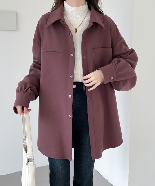ABITOKYO（アビトーキョー）の「オーバーサイズスナップボタンルーズシャツ（シャツ/ブラウス・レディース・ブラック/ベージュ/パープル・M/L/XL）」の9枚目の写真