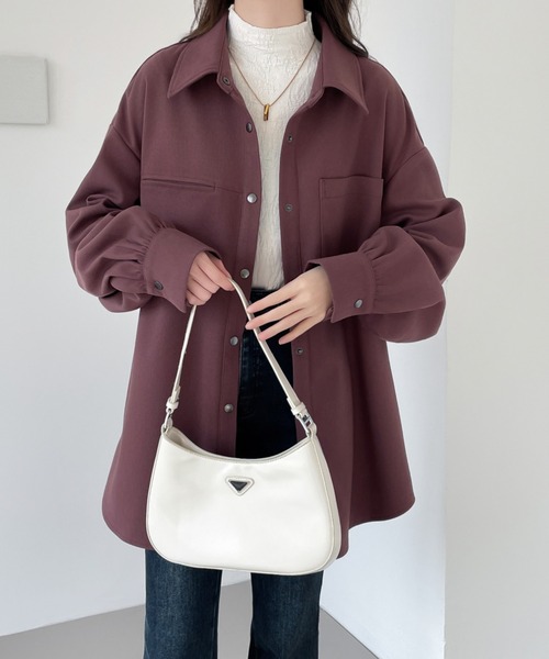 ABITOKYO（アビトーキョー）の「オーバーサイズスナップボタンルーズシャツ（シャツ/ブラウス・レディース・ブラック/ベージュ/パープル・M/L/XL）」の8枚目の写真