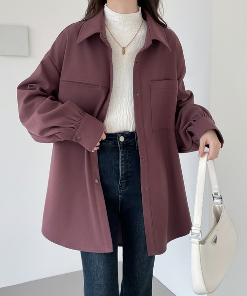 ABITOKYO（アビトーキョー）の「オーバーサイズスナップボタンルーズシャツ（シャツ/ブラウス・レディース・ブラック/ベージュ/パープル・M/L/XL）」の7枚目の写真