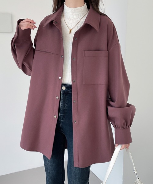 ABITOKYO（アビトーキョー）の「オーバーサイズスナップボタンルーズシャツ（シャツ/ブラウス・レディース・ブラック/ベージュ/パープル・M/L/XL）」の6枚目の写真