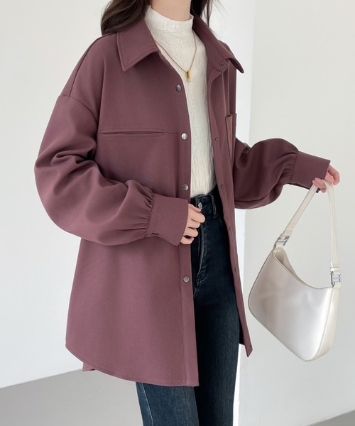 ABITOKYO（アビトーキョー）の「オーバーサイズスナップボタンルーズシャツ（シャツ/ブラウス・レディース・ブラック/ベージュ/パープル・M/L/XL）」の5枚目の写真