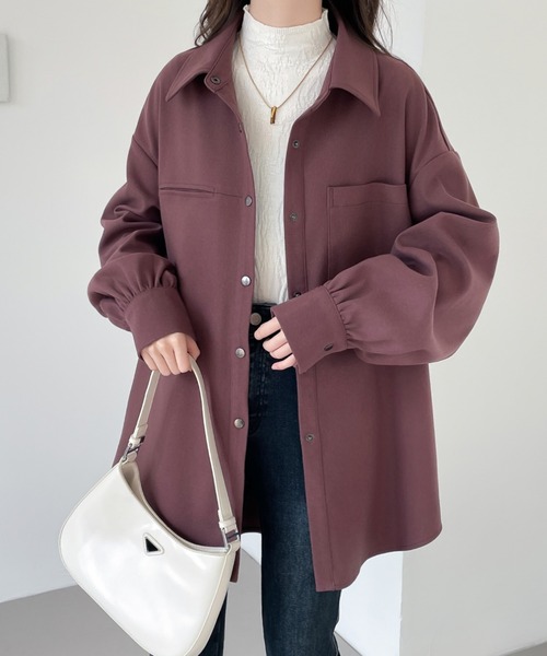 セール】オーバーサイズスナップボタンルーズシャツ（シャツ/ブラウス