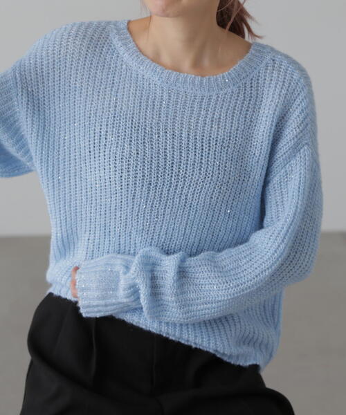 FREE'S MART（フリーズマート）の「[MFM]スパンコールカタアゼニット（ニット/セーター・レディース・ブルー/グレー/ホワイト・FREE）」の20枚目の写真