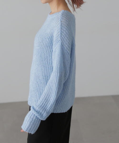 FREE'S MART（フリーズマート）の「[MFM]スパンコールカタアゼニット（ニット/セーター・レディース・ブルー/グレー/ホワイト・FREE）」の18枚目の写真
