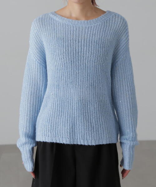 FREE'S MART（フリーズマート）の「[MFM]スパンコールカタアゼニット（ニット/セーター・レディース・ブルー/グレー/ホワイト・FREE）」の11枚目の写真