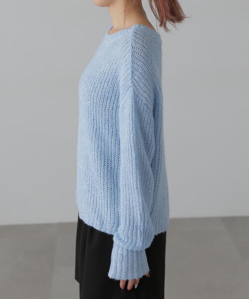 FREE'S MART（フリーズマート）の「[MFM]スパンコールカタアゼニット（ニット/セーター・レディース・ブルー/グレー/ホワイト・FREE）」の10枚目の写真
