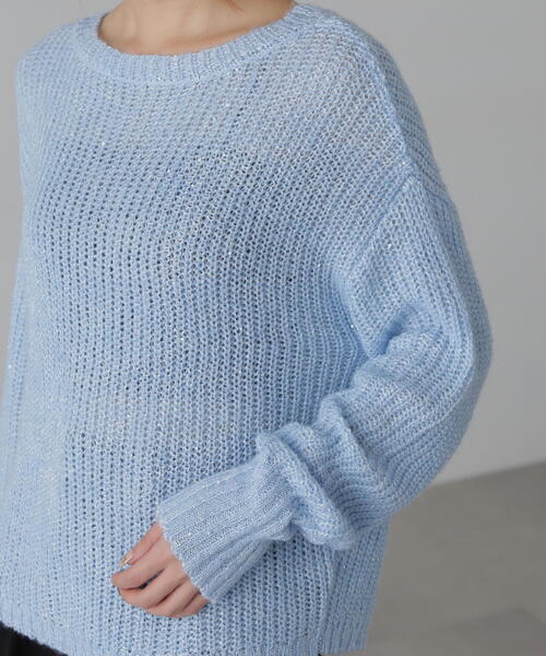 FREE'S MART（フリーズマート）の「[MFM]スパンコールカタアゼニット（ニット/セーター・レディース・ブルー/グレー/ホワイト・FREE）」の6枚目の写真
