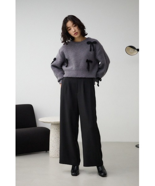 AZUL by moussy(アズールバイマウジー)の「ベーシックリラックスワイドパンツ(スラックス・レディース・ブラック/グレー/ネイビー・FREE)」の7枚目の写真