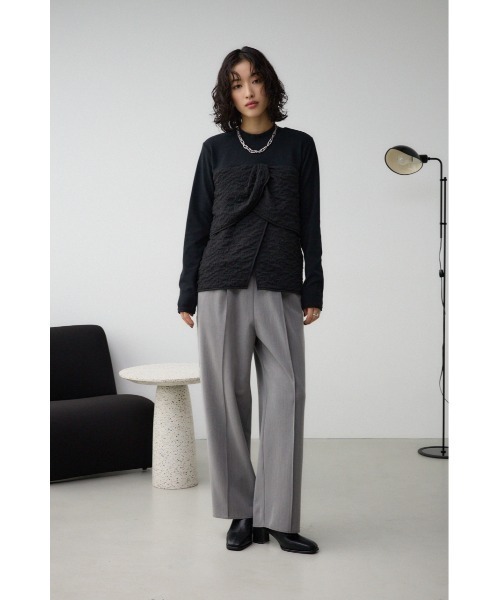 AZUL by moussy(アズールバイマウジー)の「ラメストライプサイドラインパンツ(スラックス・レディース・グレー/ネイビー・FREE)」の4枚目の写真