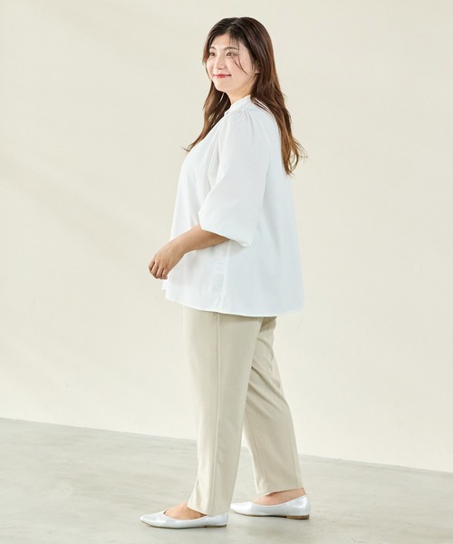 LAVEANGE(ラビアンジェ)の「2WAYセンターファスナースリットパンツ(スラックス・レディース・モカ/ベージュ系その他/ブラック・M/LL/3L/4L/5L)」の5枚目の写真