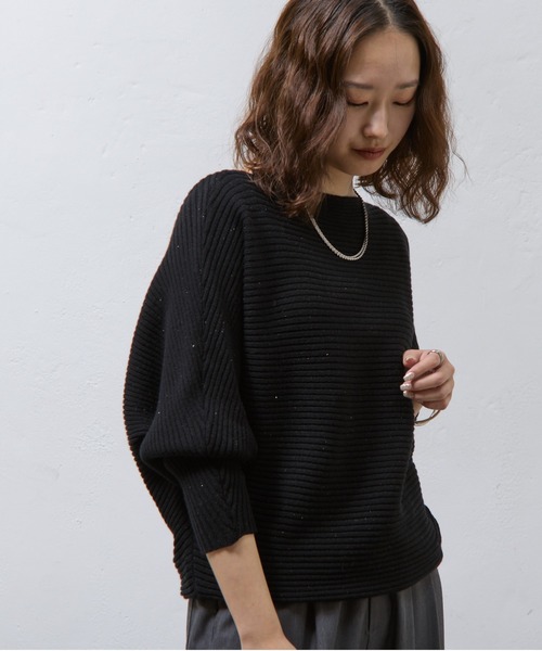 COLONY 2139（コロニートゥーワンスリーナイン）の「ラメ混ドルマンニットプルオーバー（ニット/セーター・レディース・ブラック/グレー/ベージュ/ライトグレー・FREE）」の2枚目の写真
