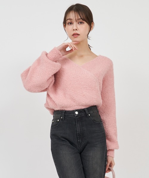 ROYAL PARTY(ロイヤルパーティー)の「カシュクールニットトップス(ニット/セーター・レディース・オフホワイト/ピンク/グレー・FREE)」の13枚目の写真