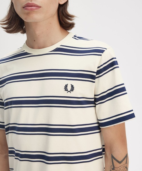 FRED PERRY☆ Fine Stripe T-Shirt HONEYCOMB ストライプ Fine Stripe T-Shirt - Honeycomb | Men's T-Shirts | Designer
