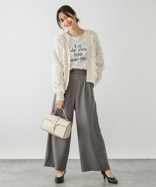 GLOBAL WORK（グローバルワーク）の「ジャガードフリンジカーディガン/283796（カーディガン/ボレロ・レディース・杢グレー/ベージュ/ブラック/アイボリー・MEDIUM/LARGE）」の5枚目の写真