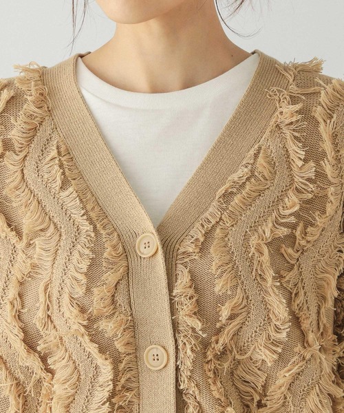 セール】ジャガードフリンジカーディガン/283796（カーディガン/ボレロ