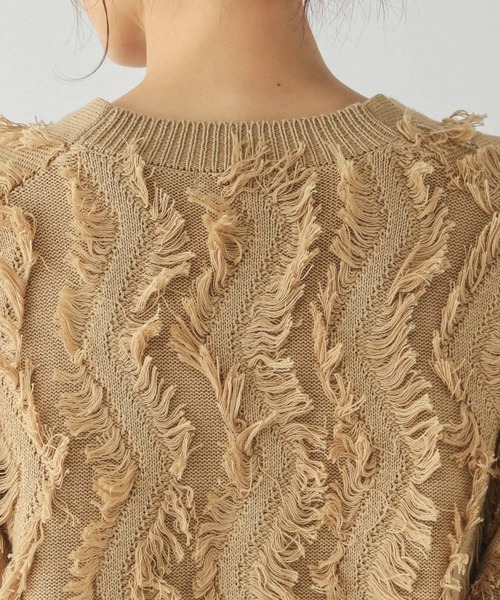 セール】ジャガードフリンジカーディガン/283796（カーディガン/ボレロ