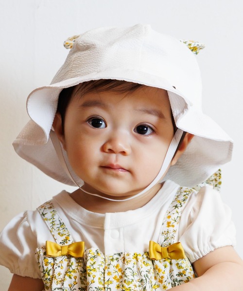 MAKE YOUR DAY（メイクユアデイ）の「小さなお花ベビーハット（ハット・キッズ・オフホワイト/ピンク・48/50/46）」の4枚目の写真