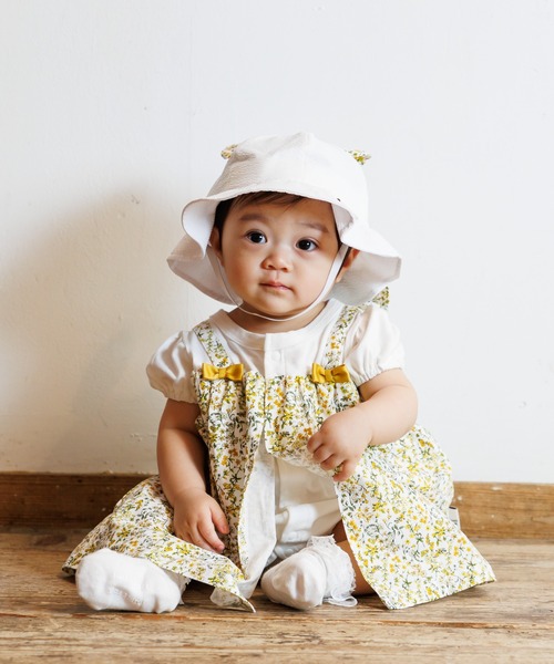 MAKE YOUR DAY（メイクユアデイ）の「小さなお花ベビーハット（ハット・キッズ・オフホワイト/ピンク・48/50/46）」の7枚目の写真