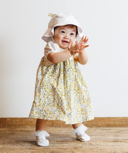 MAKE YOUR DAY（メイクユアデイ）の「小さなお花ベビーハット（ハット・キッズ・オフホワイト/ピンク・48/50/46）」の8枚目の写真